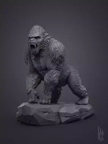 Gorilla on rock 3D print model