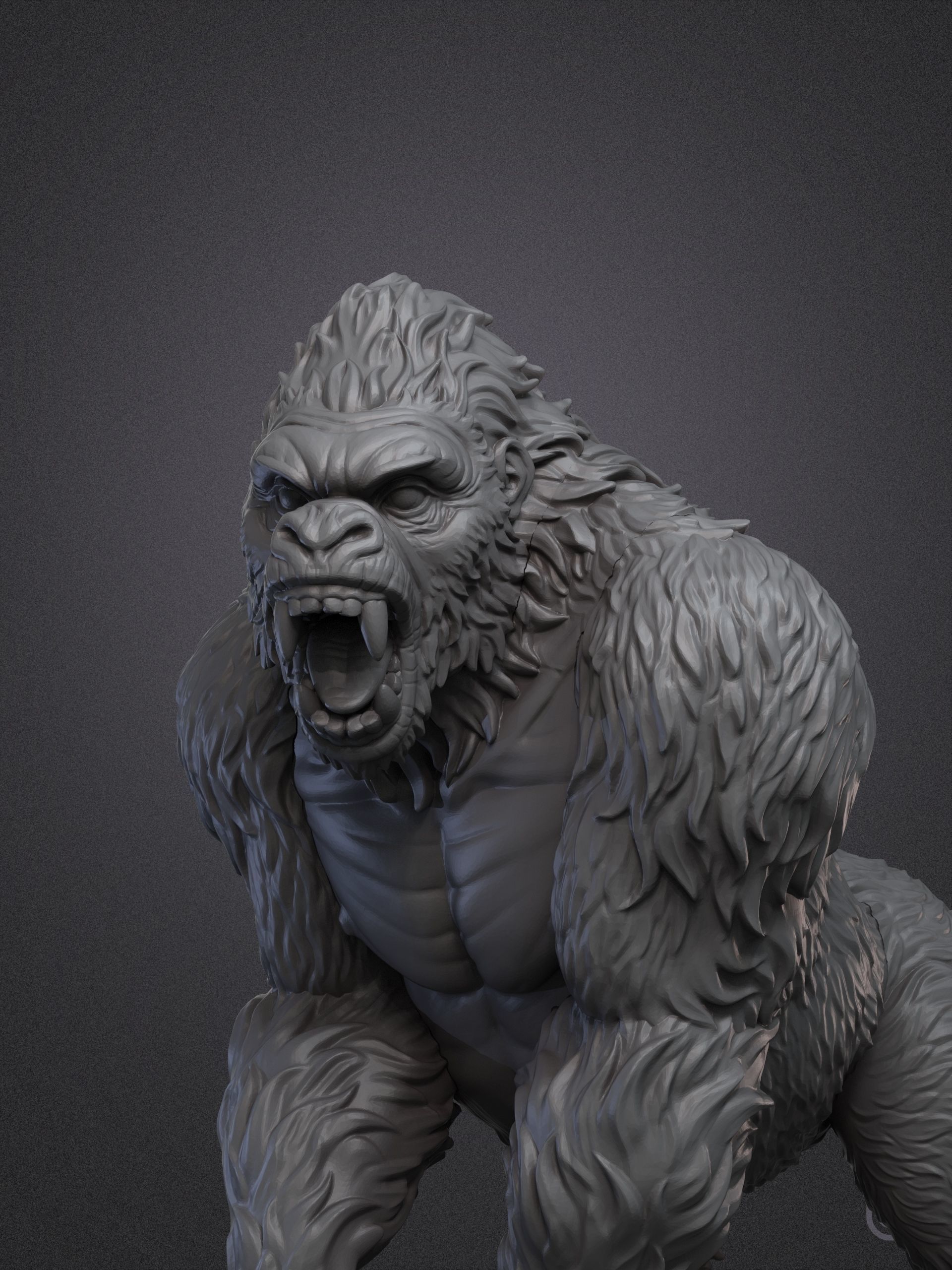 Gorilla on rock 3D print model_6