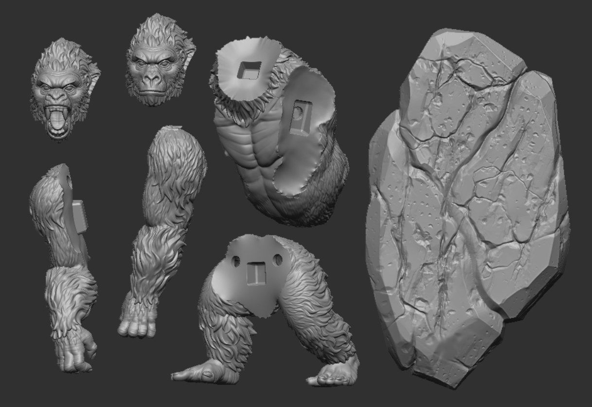 Gorilla on rock 3D print model_13