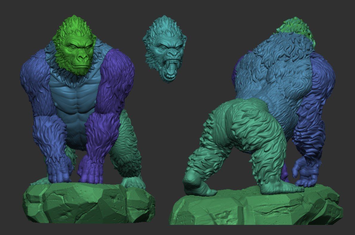 Gorilla on rock 3D print model_15
