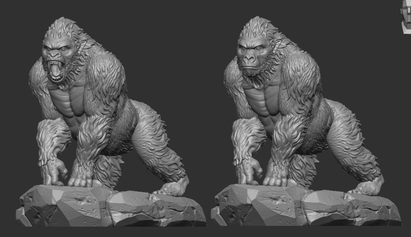 Gorilla on rock 3D print model_12