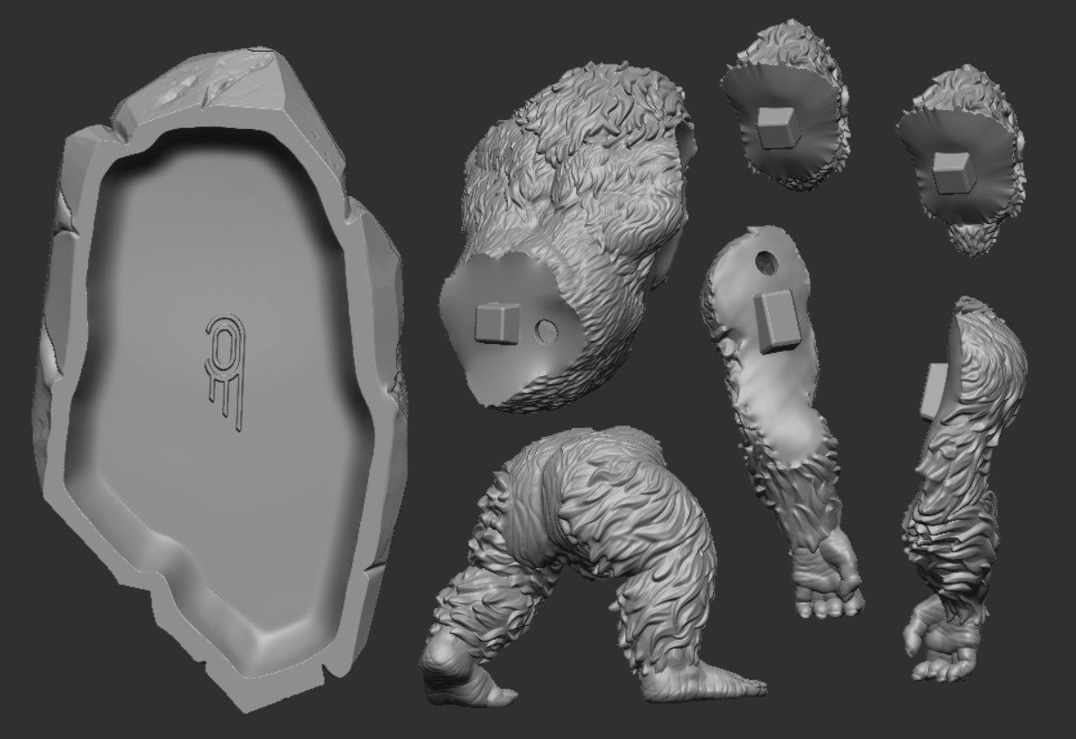 Gorilla on rock 3D print model_14