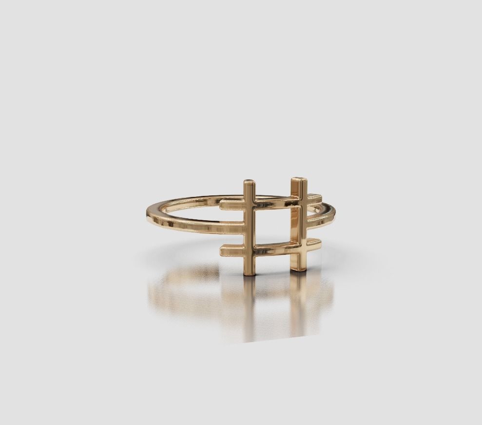 Hashtag design ring 3D print model_4