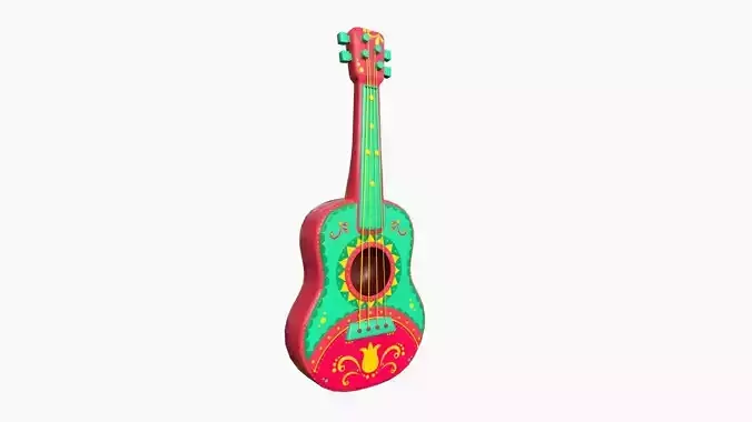 Cartoon Mexican Guitar A01 Green Red - Music Instrument Design