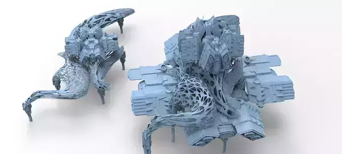 Alien Hybrid base design Exterior 2 models 3D model