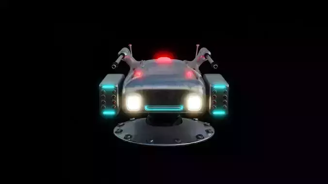 Turret spaceship with lights
