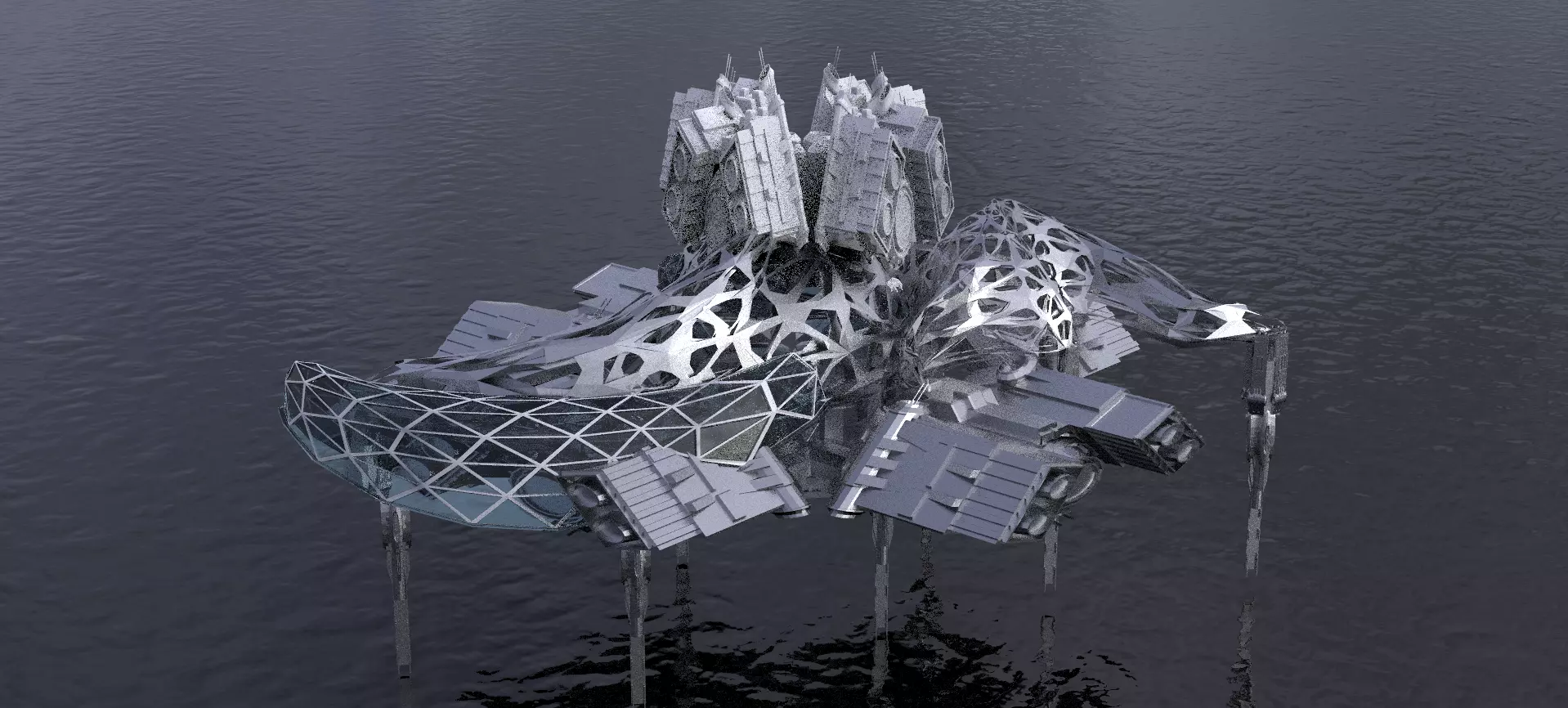 Dark Alien Hybrid base design Exterior 2  3D model_0