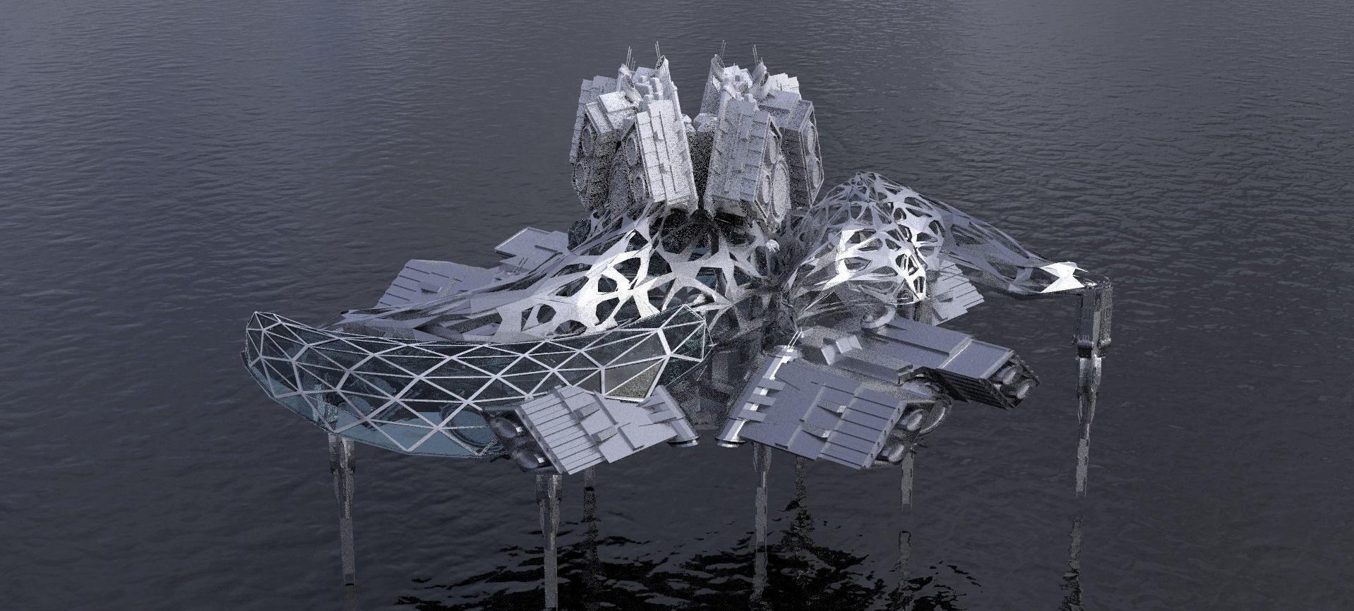 Dark Alien Hybrid base design Exterior 2  3D model_1