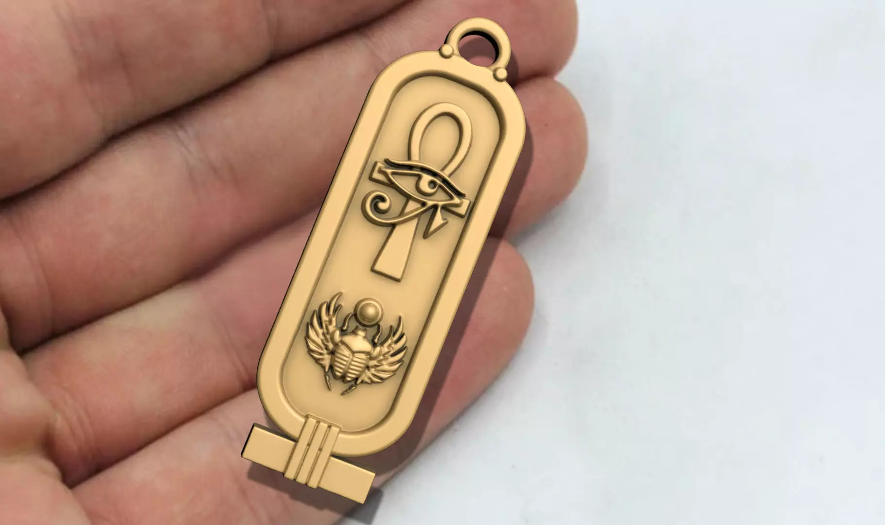 Cartouch Scarab Ankh   Pendant Pharaonic Inscriptions Egypt  3D print model_0