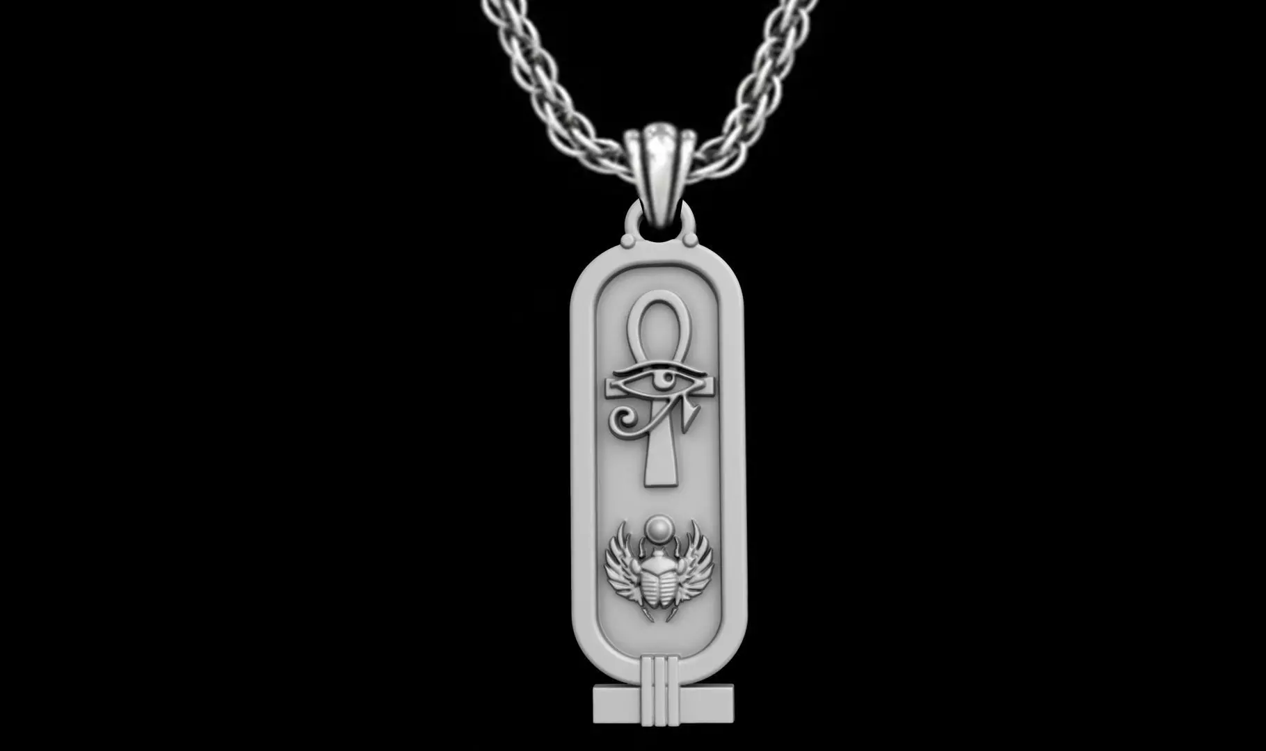 Cartouch Scarab Ankh   Pendant Pharaonic Inscriptions Egypt  3D print model_3