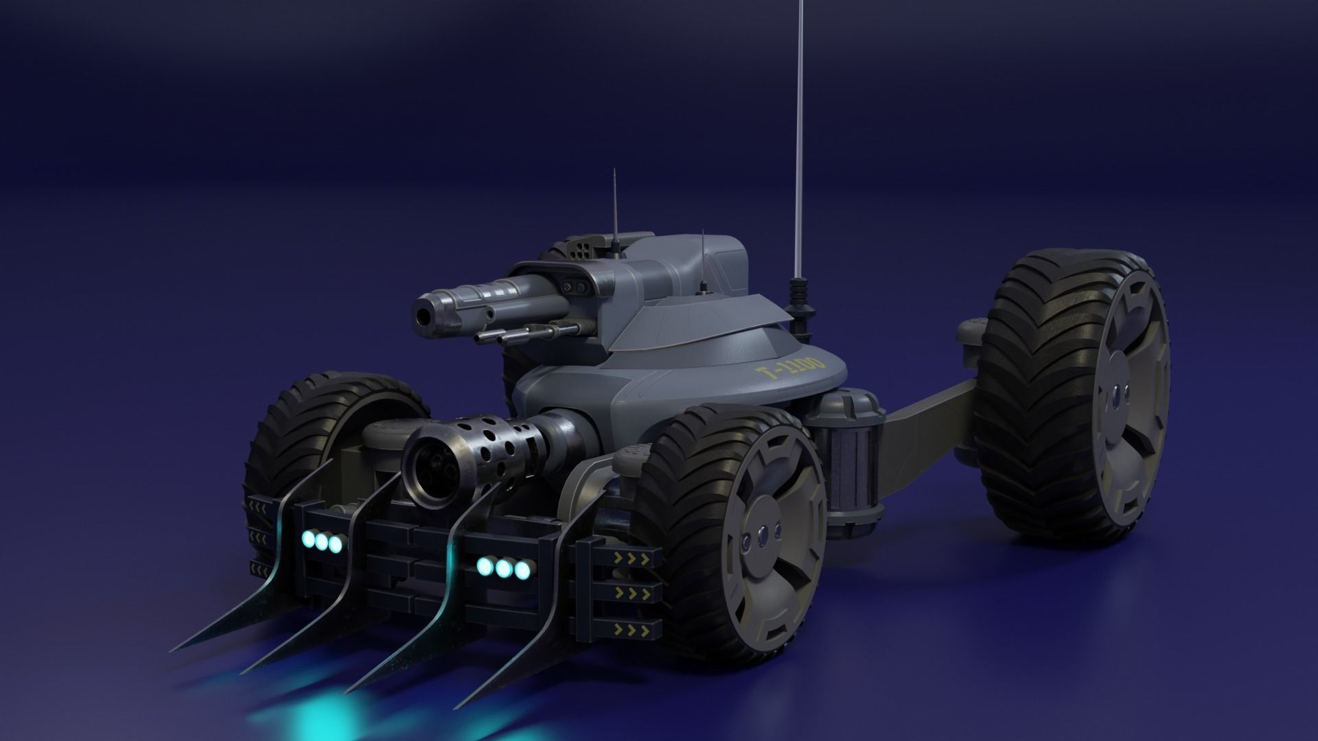 Sci Fi tank Hipoly model 3D model_2