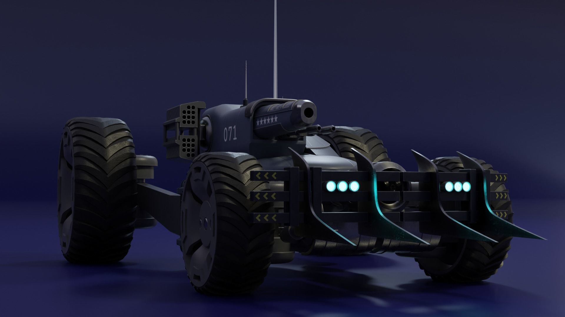 Sci Fi tank Hipoly model 3D model_3