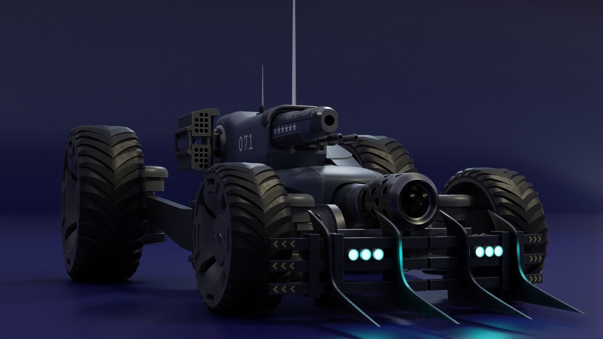 Sci Fi tank Hipoly model 3D model_4