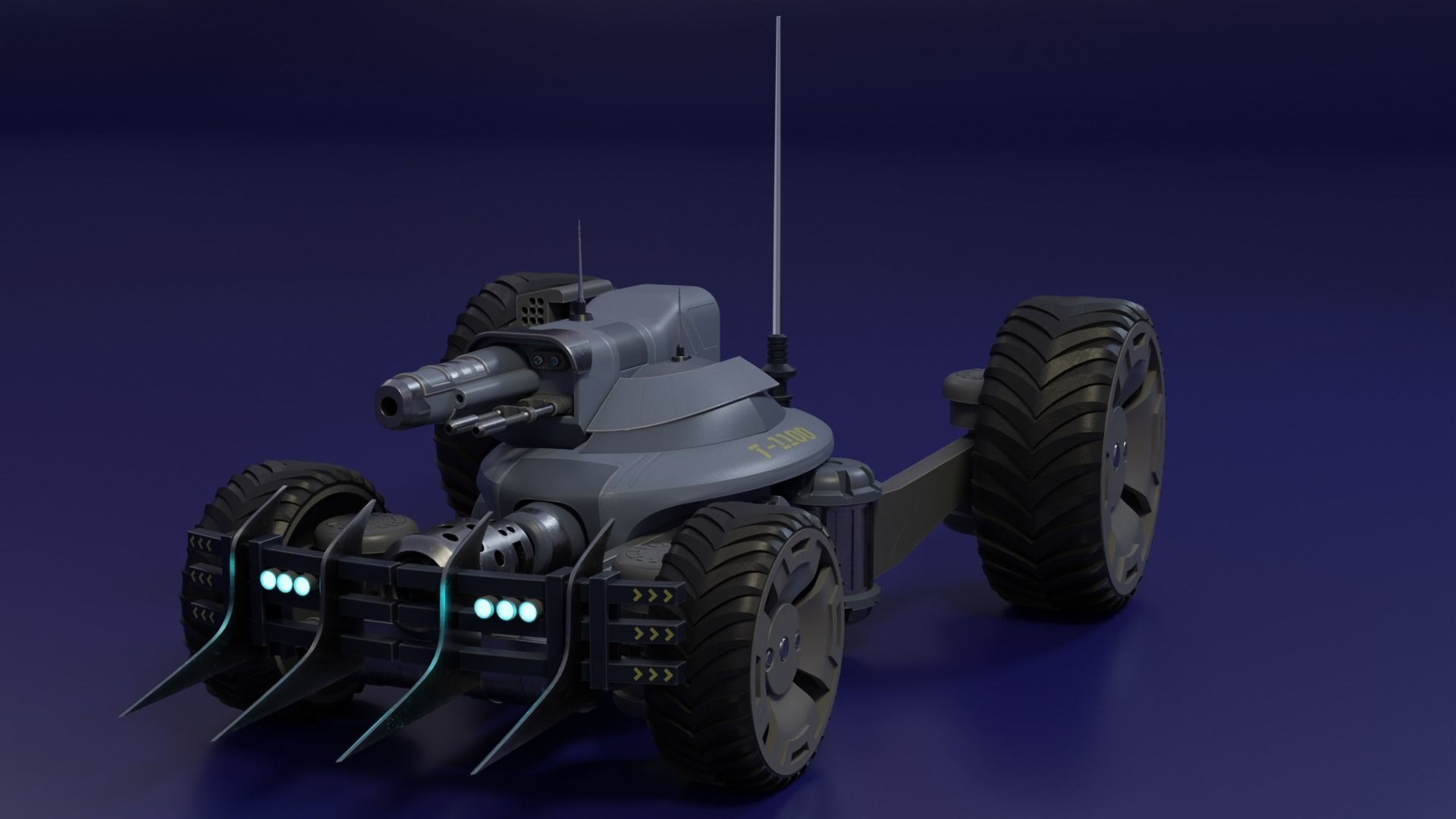 Sci Fi tank Hipoly model 3D model_1