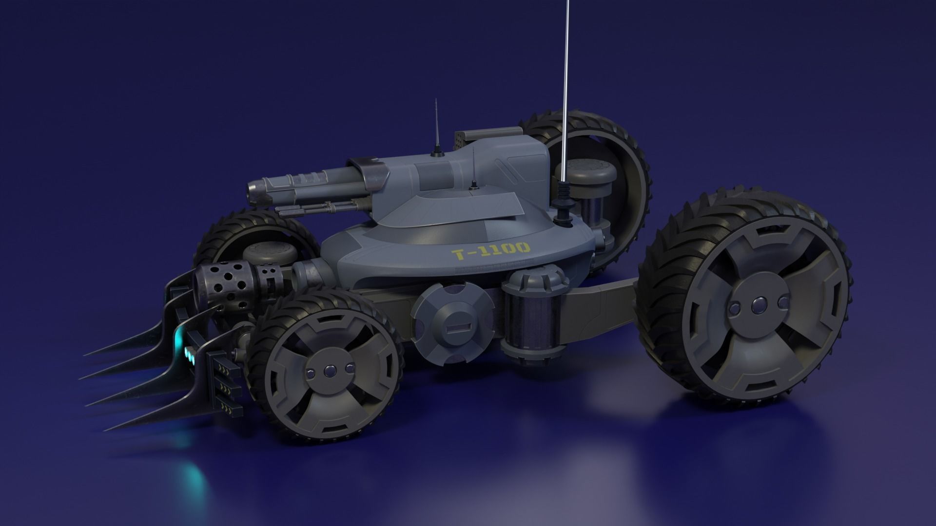 Sci Fi tank Hipoly model 3D model_10