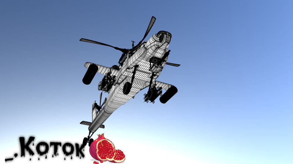 Apache military helicopter flying in sky Free low-poly 3D model_15
