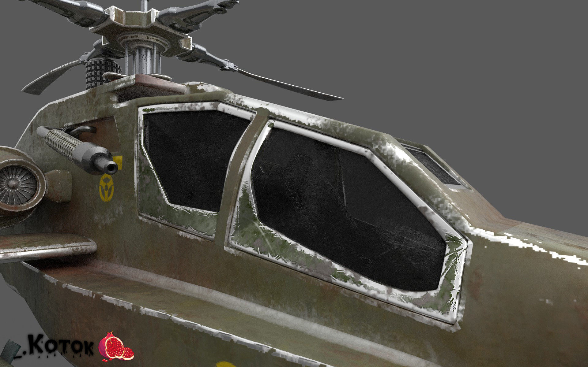 Apache military helicopter flying in sky Free low-poly 3D model_11