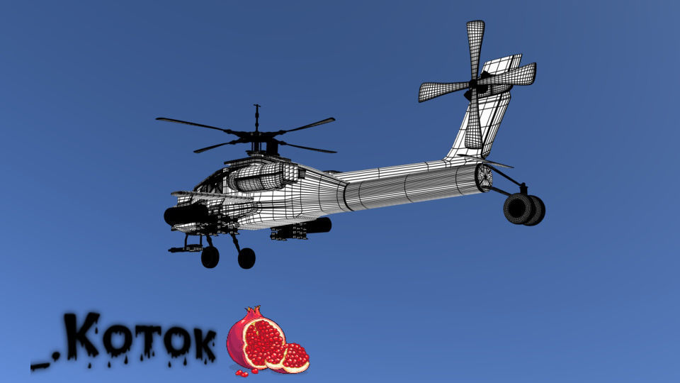 Apache military helicopter flying in sky Free low-poly 3D model_16