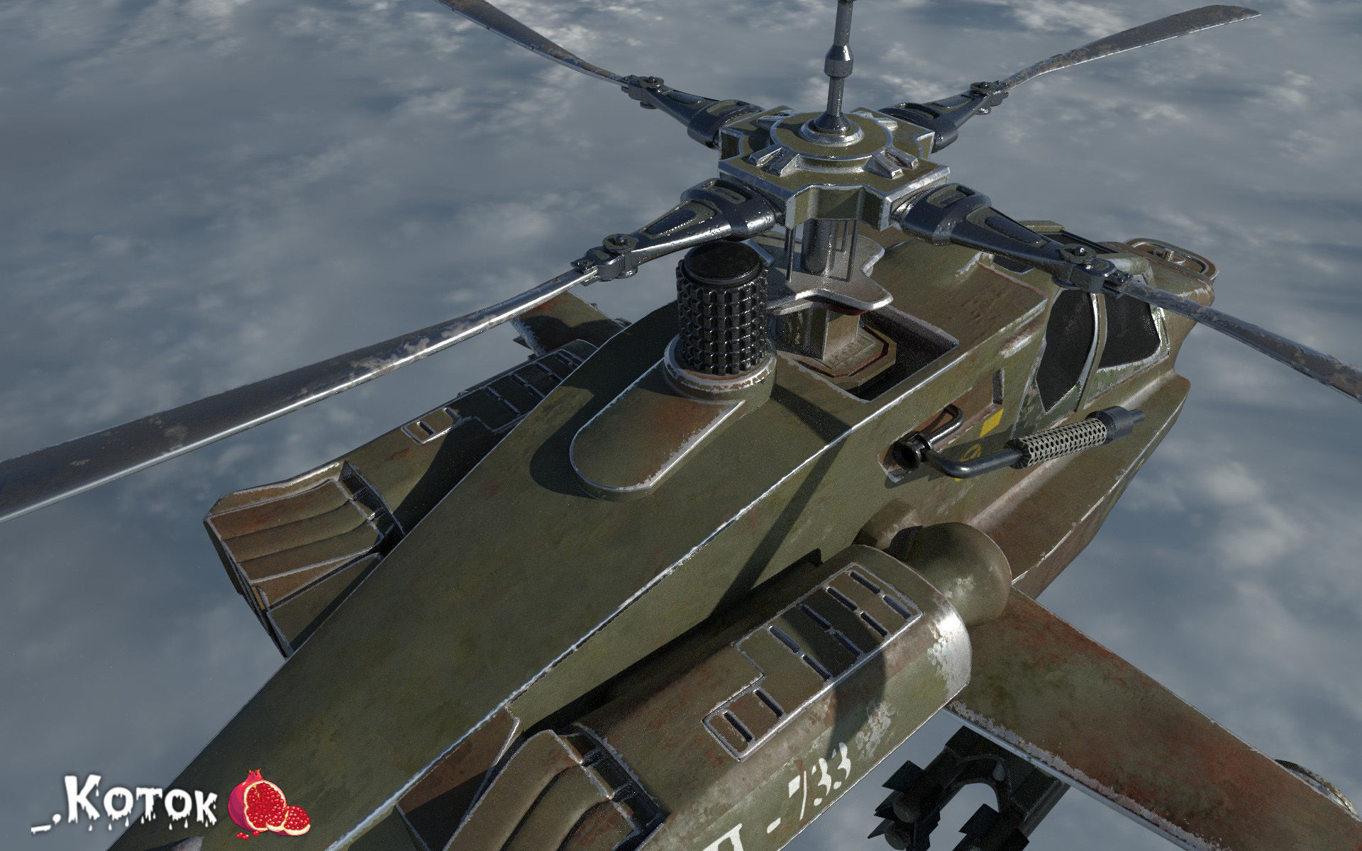 Apache military helicopter flying in sky Free low-poly 3D model_2