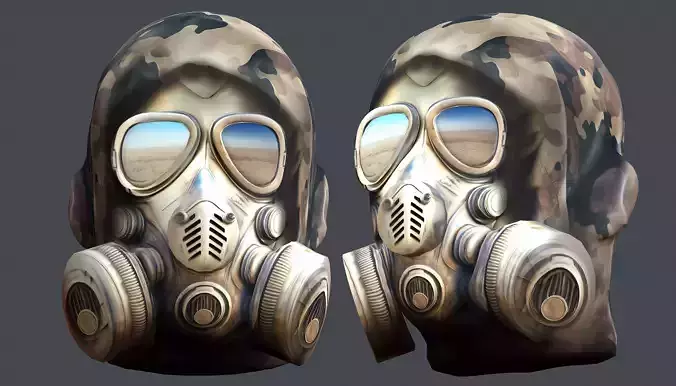 Gas mask helmet 3d model military combat Low-poly