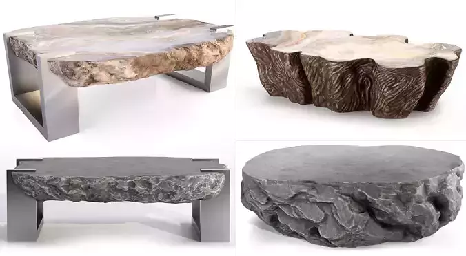 Rock and wooden tables