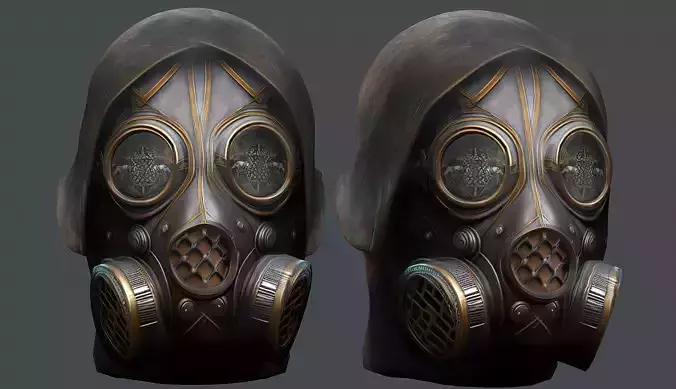 Gas mask helmet 3d model military combat Low-poly