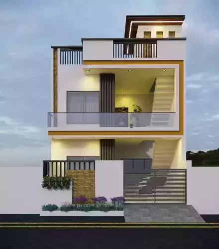 Modern House Elevation 3D model Exterior Design