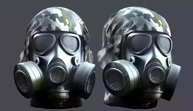 Gas mask helmet 3d model military combat Low-poly