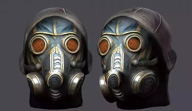Gas mask helmet 3d model military combat Low-poly 