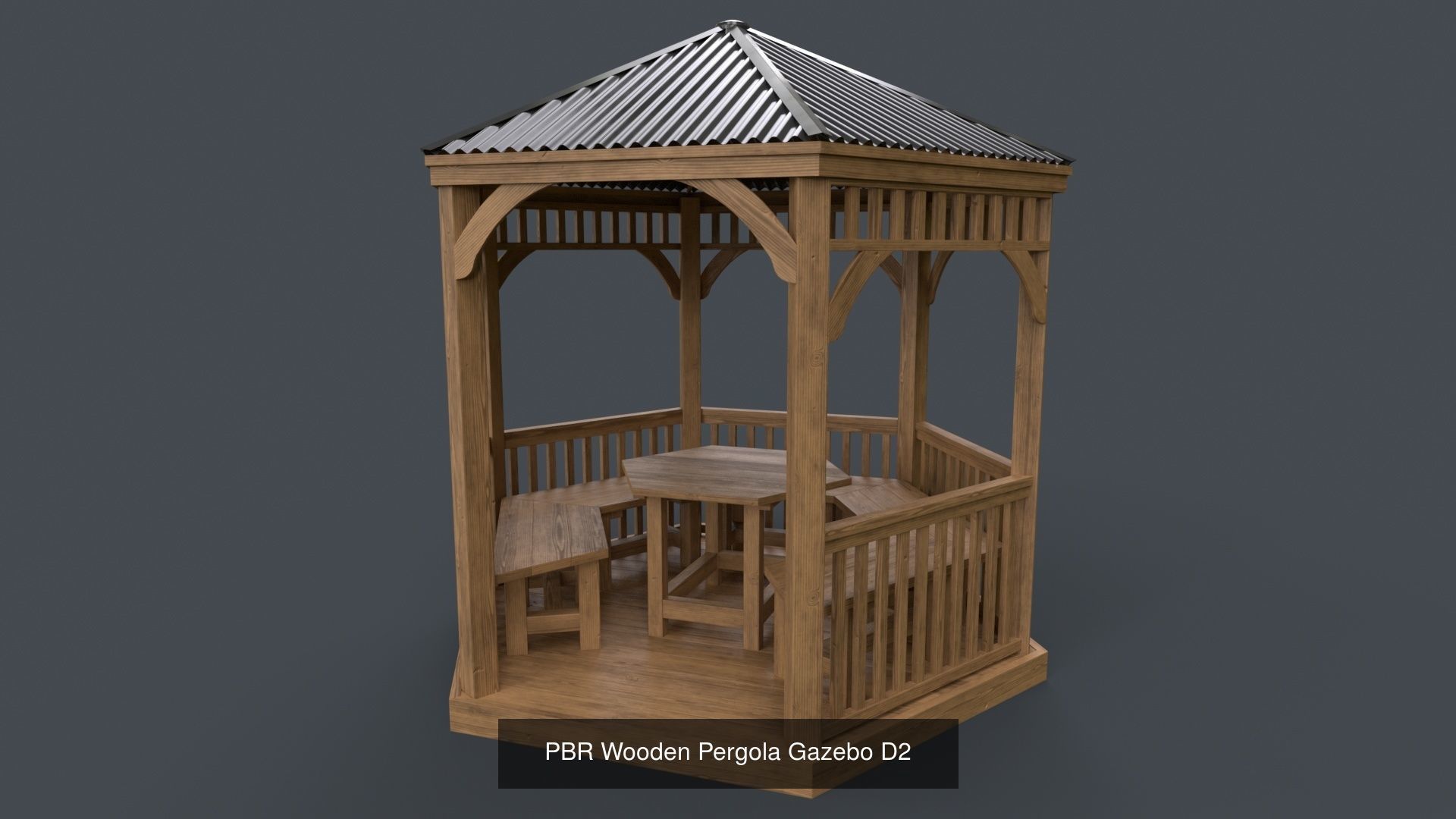 PBR Wooden Pergola Gazebo - Collection _102