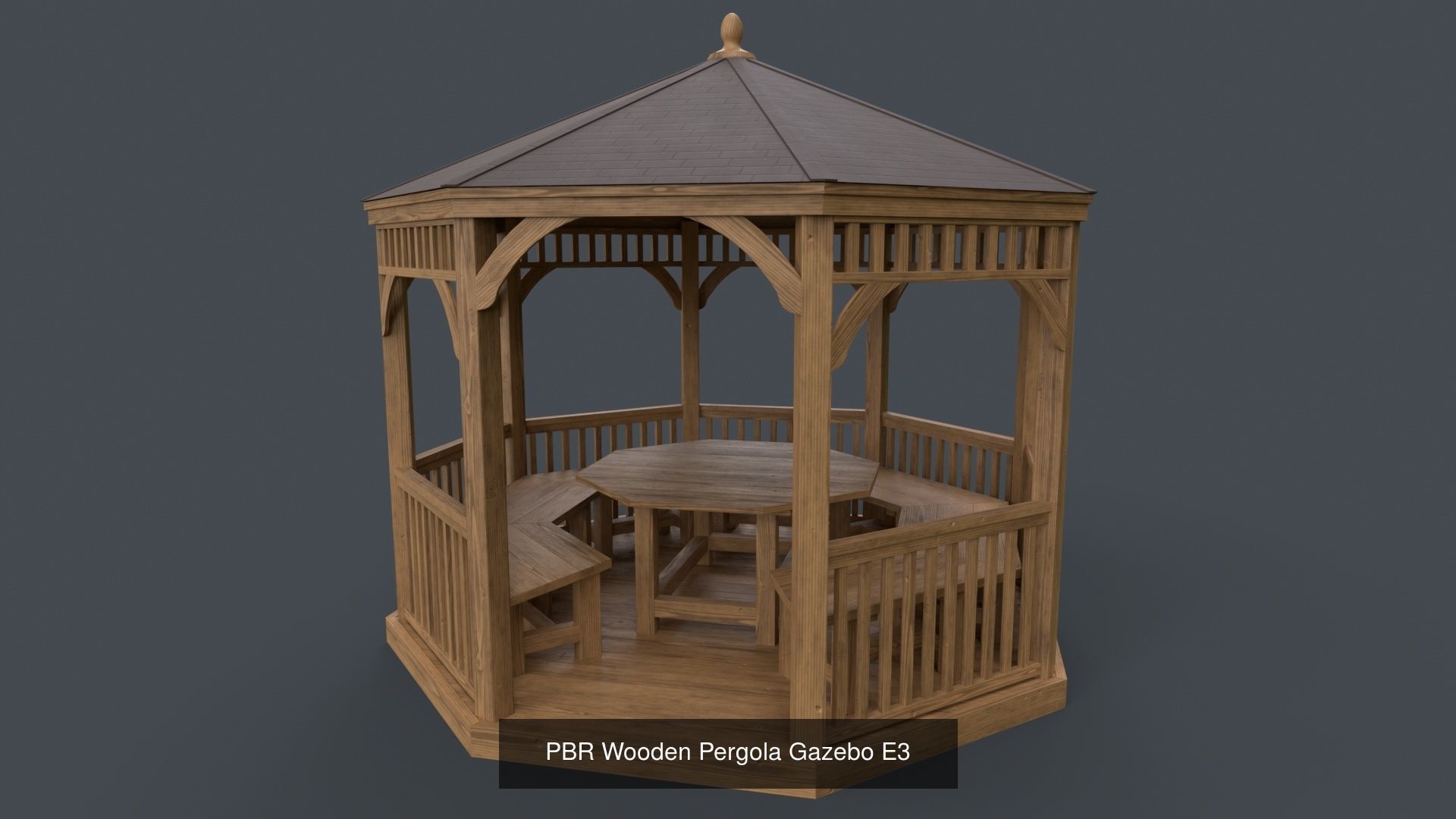 PBR Wooden Pergola Gazebo - Collection _106
