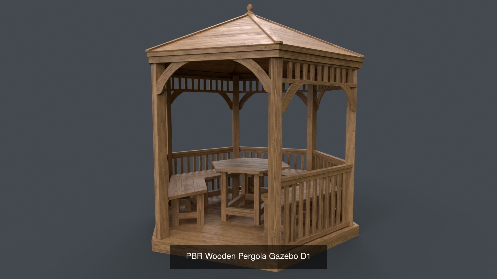 PBR Wooden Pergola Gazebo - Collection _101