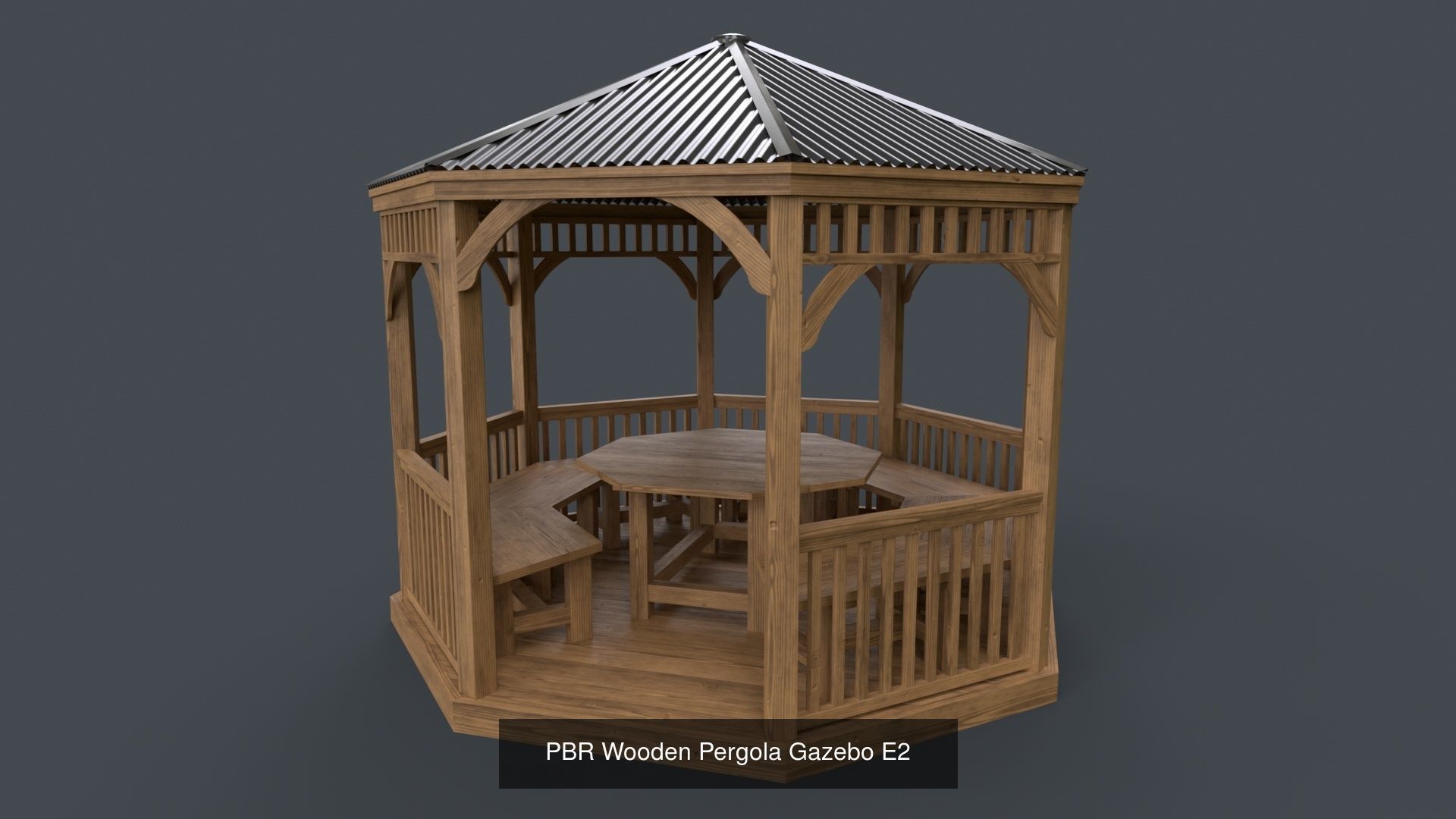 PBR Wooden Pergola Gazebo - Collection _105