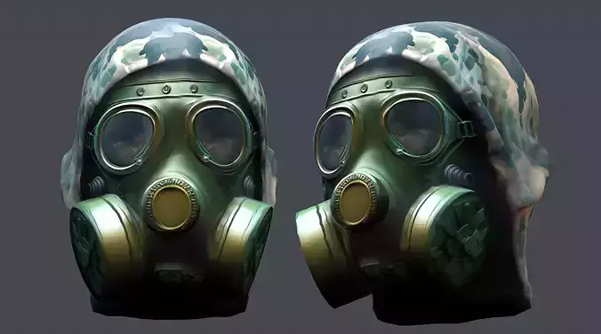 Gas mask helmet 3d model military combat Low-poly 