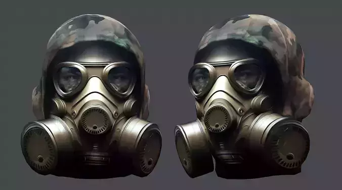 Gas mask helmet 3d model military combat Low-poly