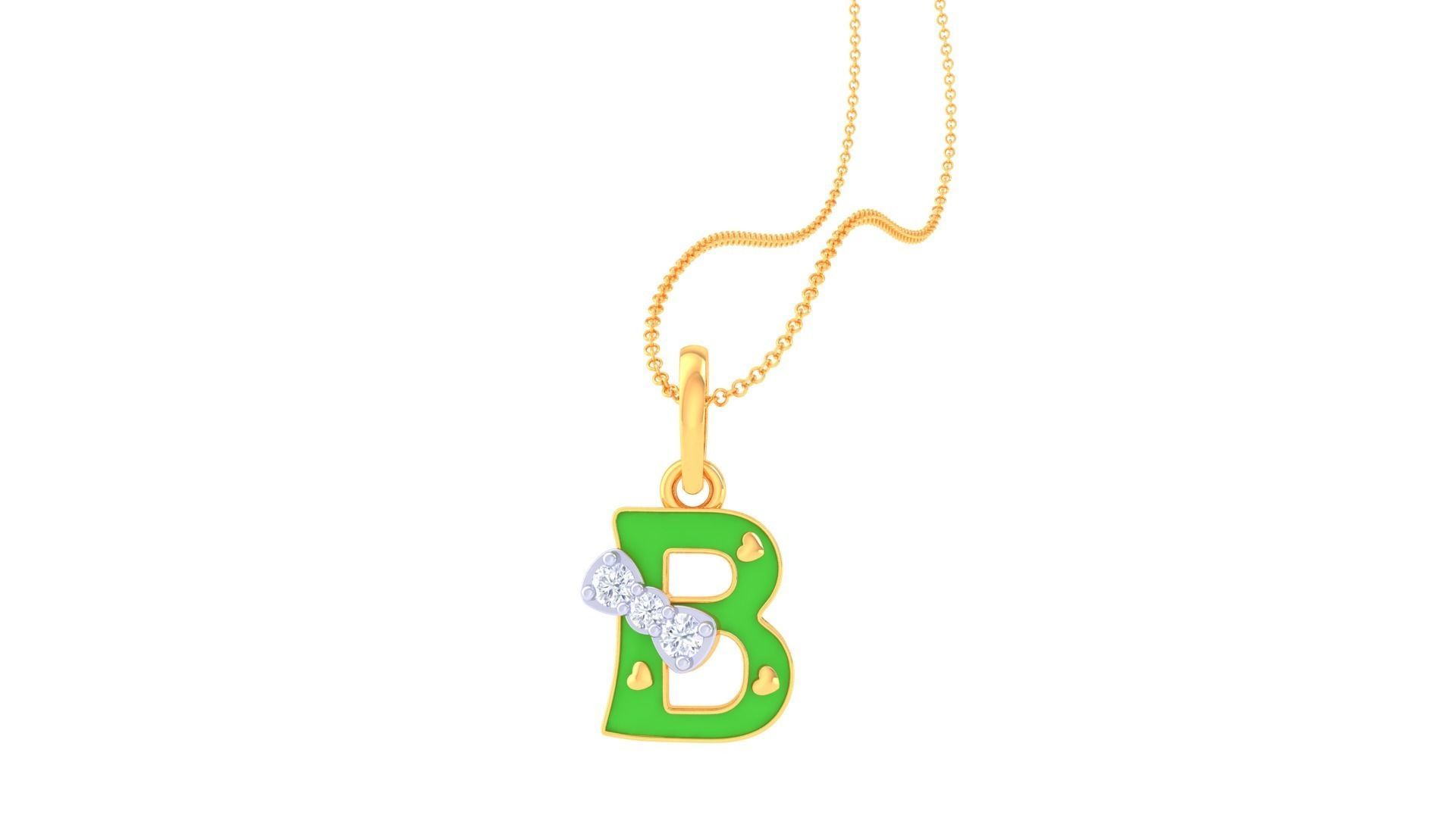 Kids Alphabet B Pendants 3dm STL OBJ FBX Renders Details 3D print model_1
