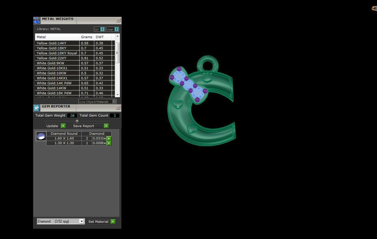 Kids Alphabet C Pendants 3dm STL OBJ FBX Renders Details 3D print model_4