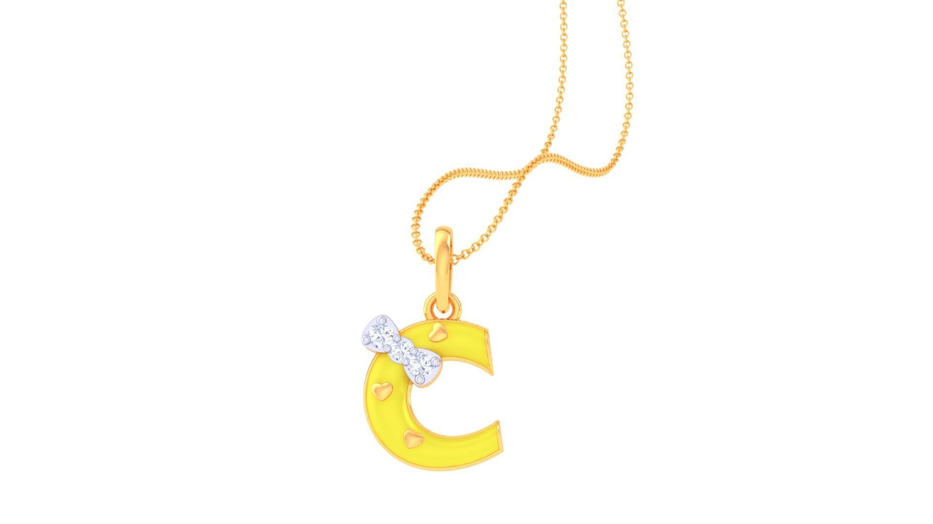 Kids Alphabet C Pendants 3dm STL OBJ FBX Renders Details 3D print model_1