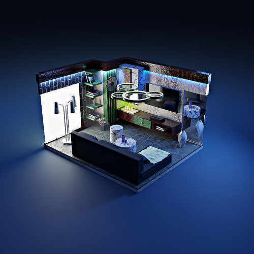 3d modern living room 3D model | CGTrader