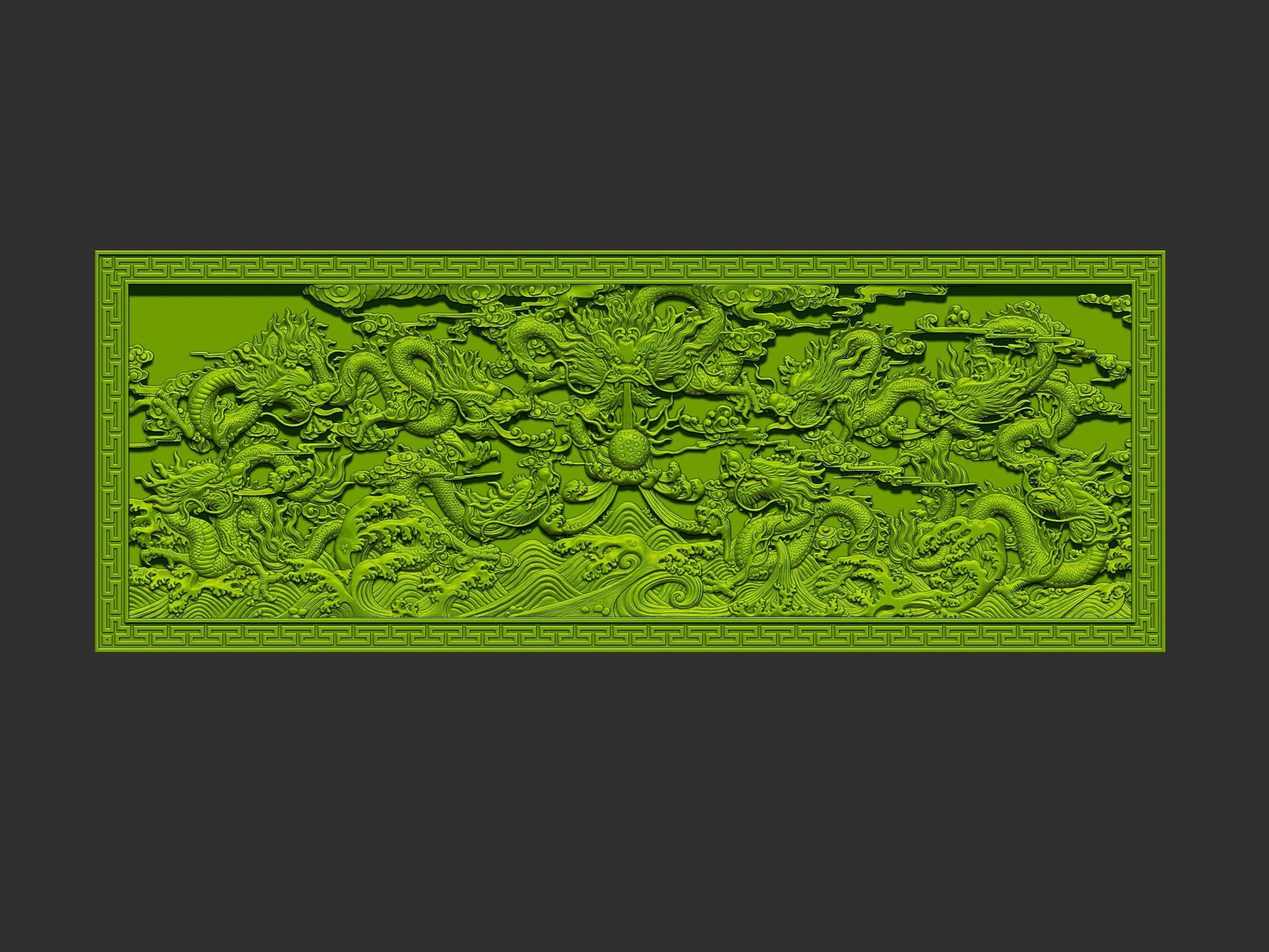 Dragons square 3D print model_1