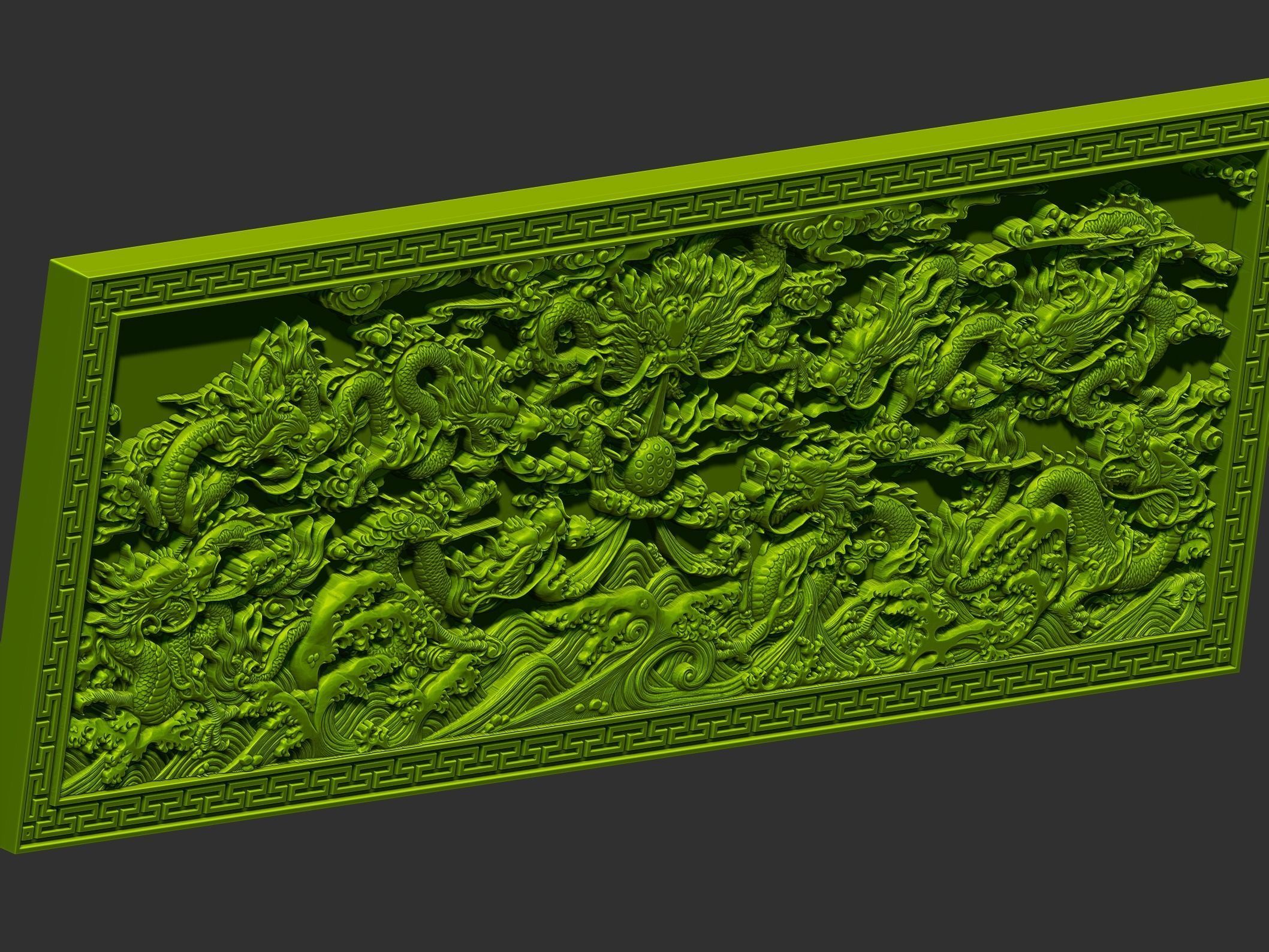 Dragons square 3D print model_3