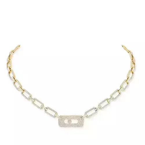 MESSIKA MY MOVE 18K WHITE GOLD PAVE DIAMOND CURB NECKLACE