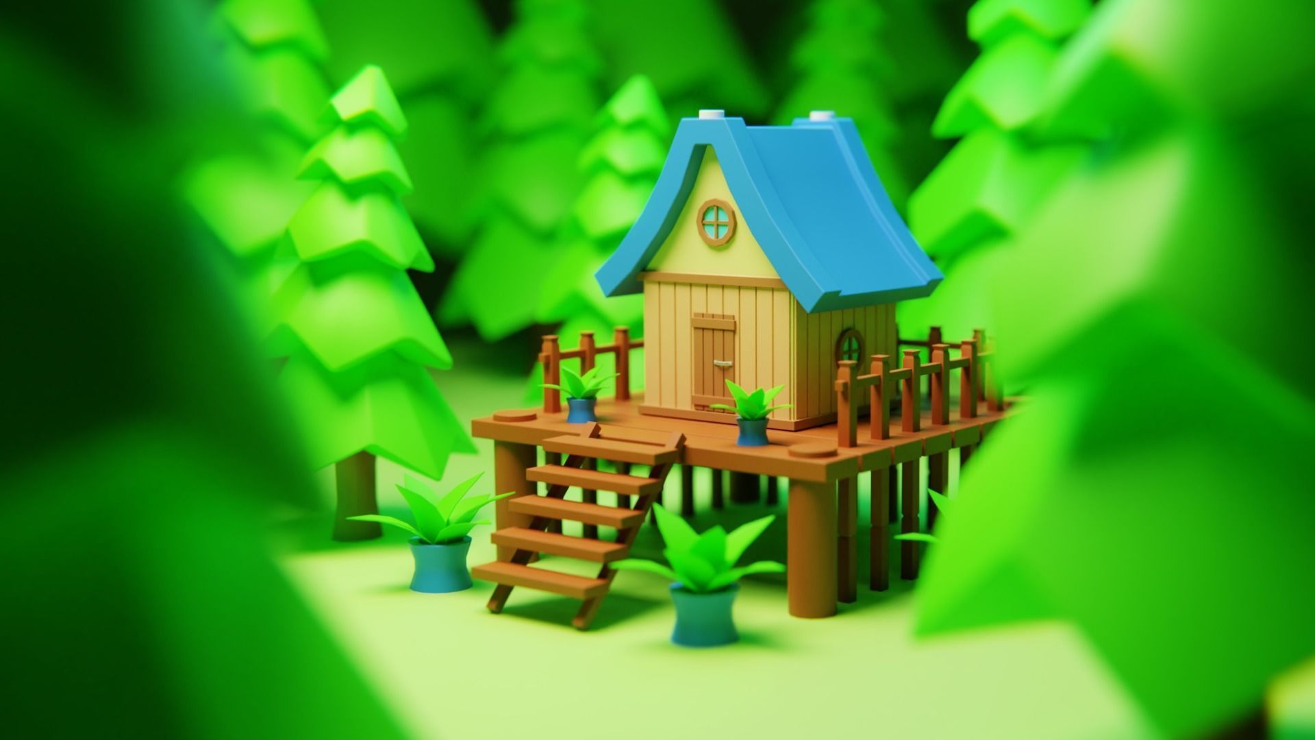 Cartoon Forest Cabin - Stylized Fantasy House 3D Model 3D model_2