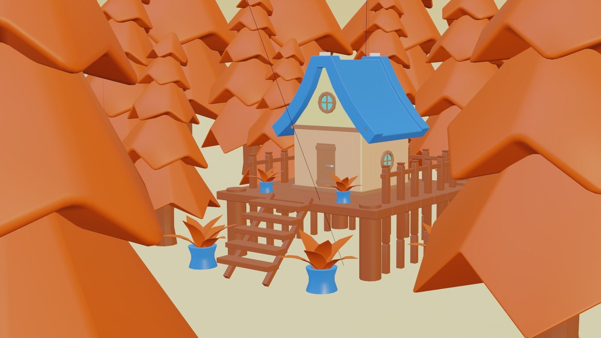 Cartoon Forest Cabin - Stylized Fantasy House 3D Model 3D model_9