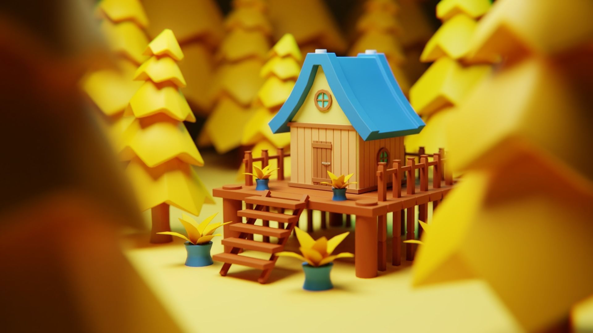 Cartoon Forest Cabin - Stylized Fantasy House 3D Model 3D model_4