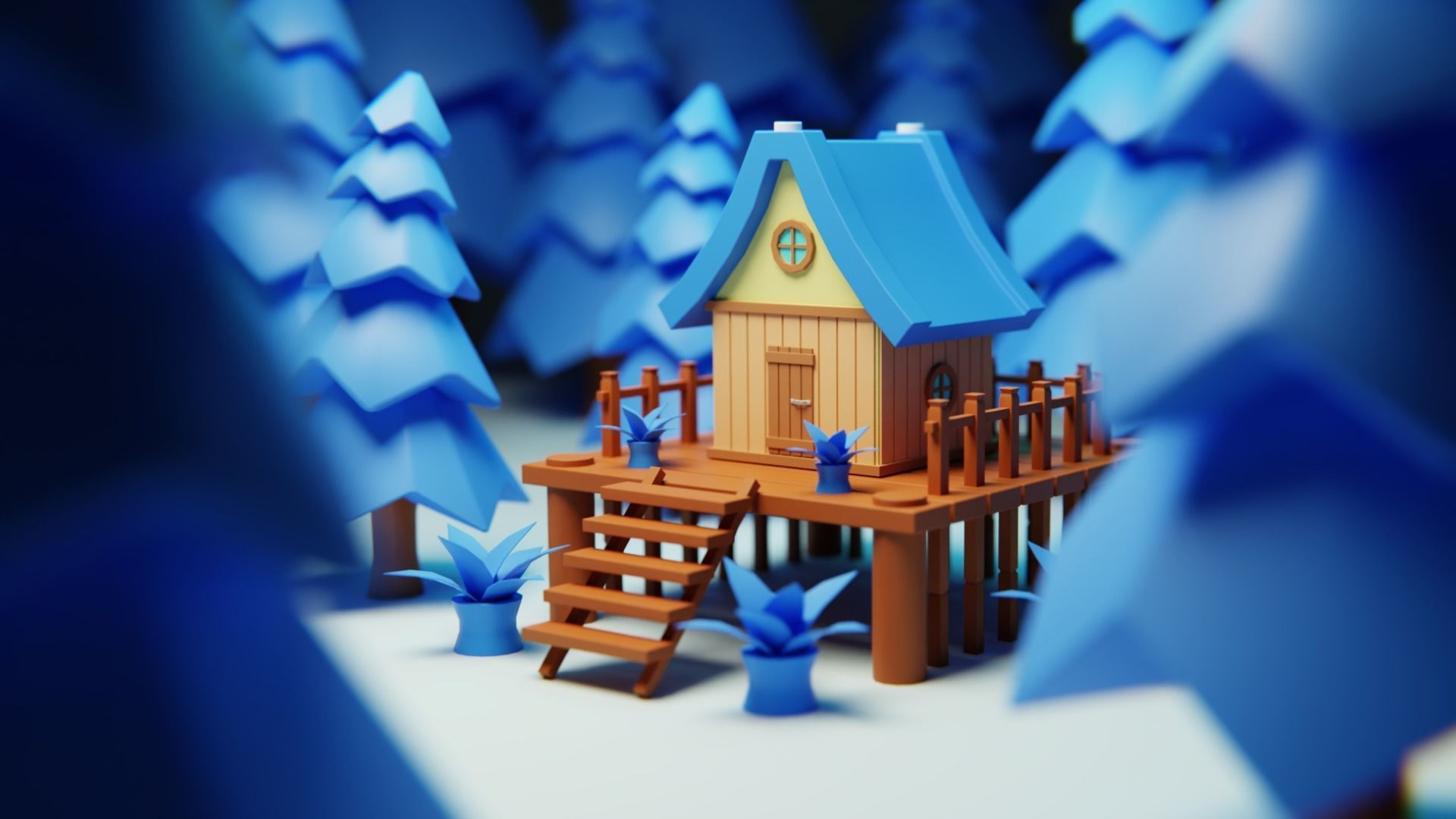 Cartoon Forest Cabin - Stylized Fantasy House 3D Model 3D model_5