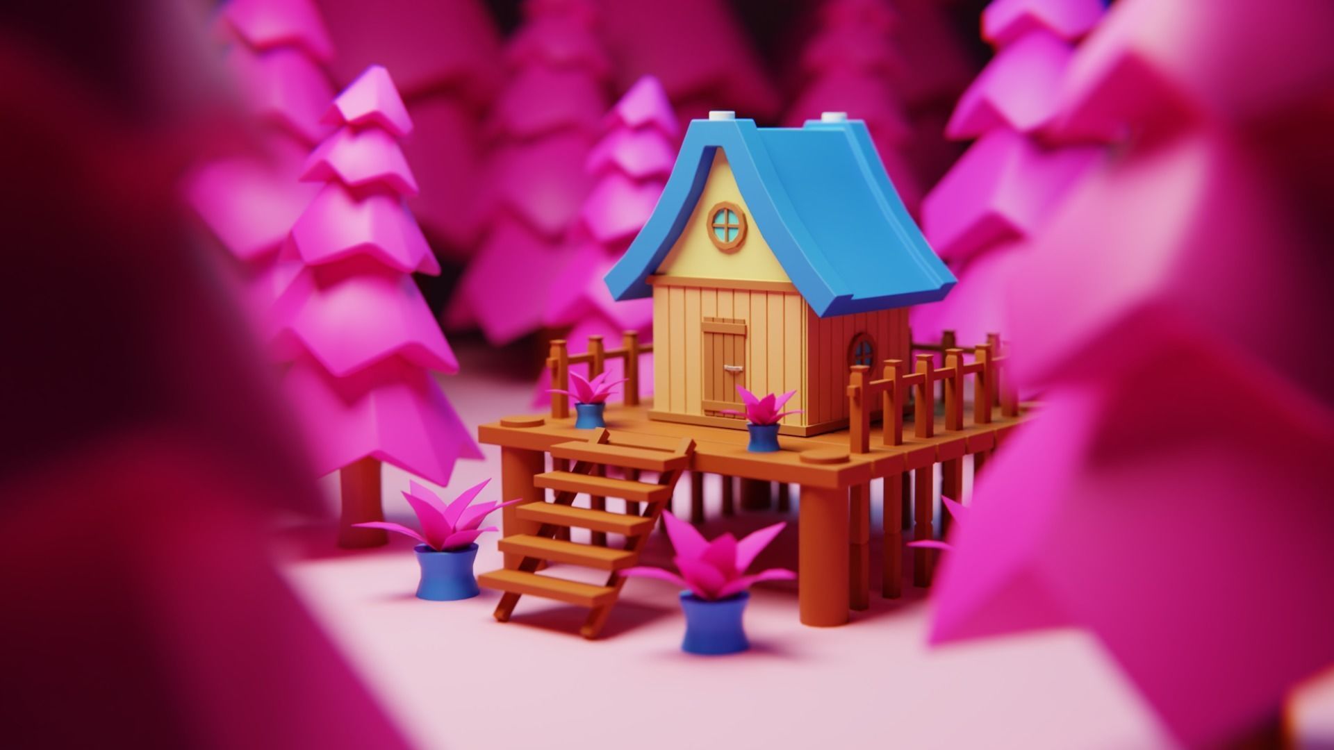 Cartoon Forest Cabin - Stylized Fantasy House 3D Model 3D model_3
