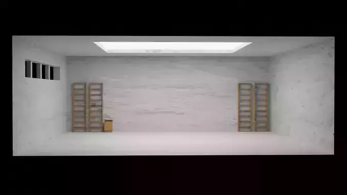 Garage 3d model empty room with shelves and skylight