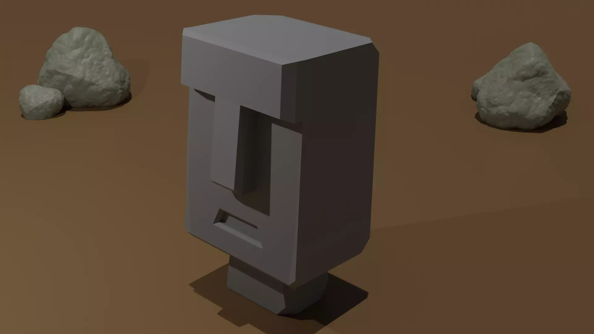 Moai 3D stone statue in desert 3D print model_0