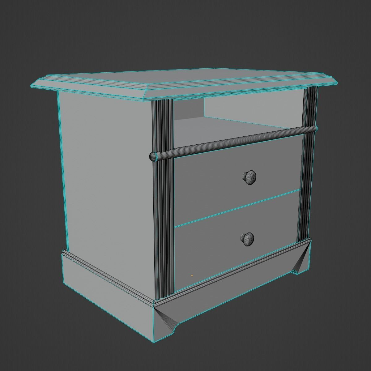 Bedside Table Low-poly 3D model_12